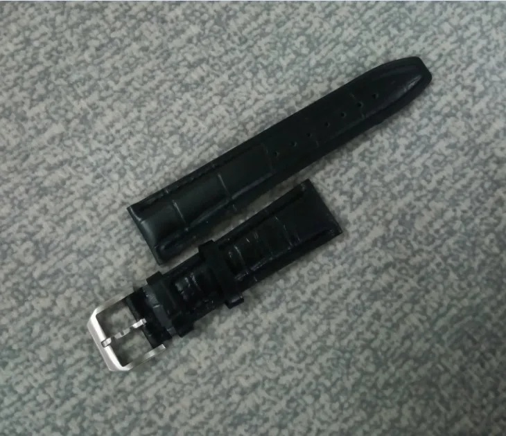 

22mm 100% Genuine leather black watch strap with 316L Stainless steel Pin buckle 2017 new fashion 088a