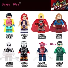 Starfire 1 pcs Jubileu Lanterna Verde Vermelho Supergirl Hotrod Ferro Ironman blocos de construção de tijolos brinquedos para as crianças Do Homem Aranha kits
