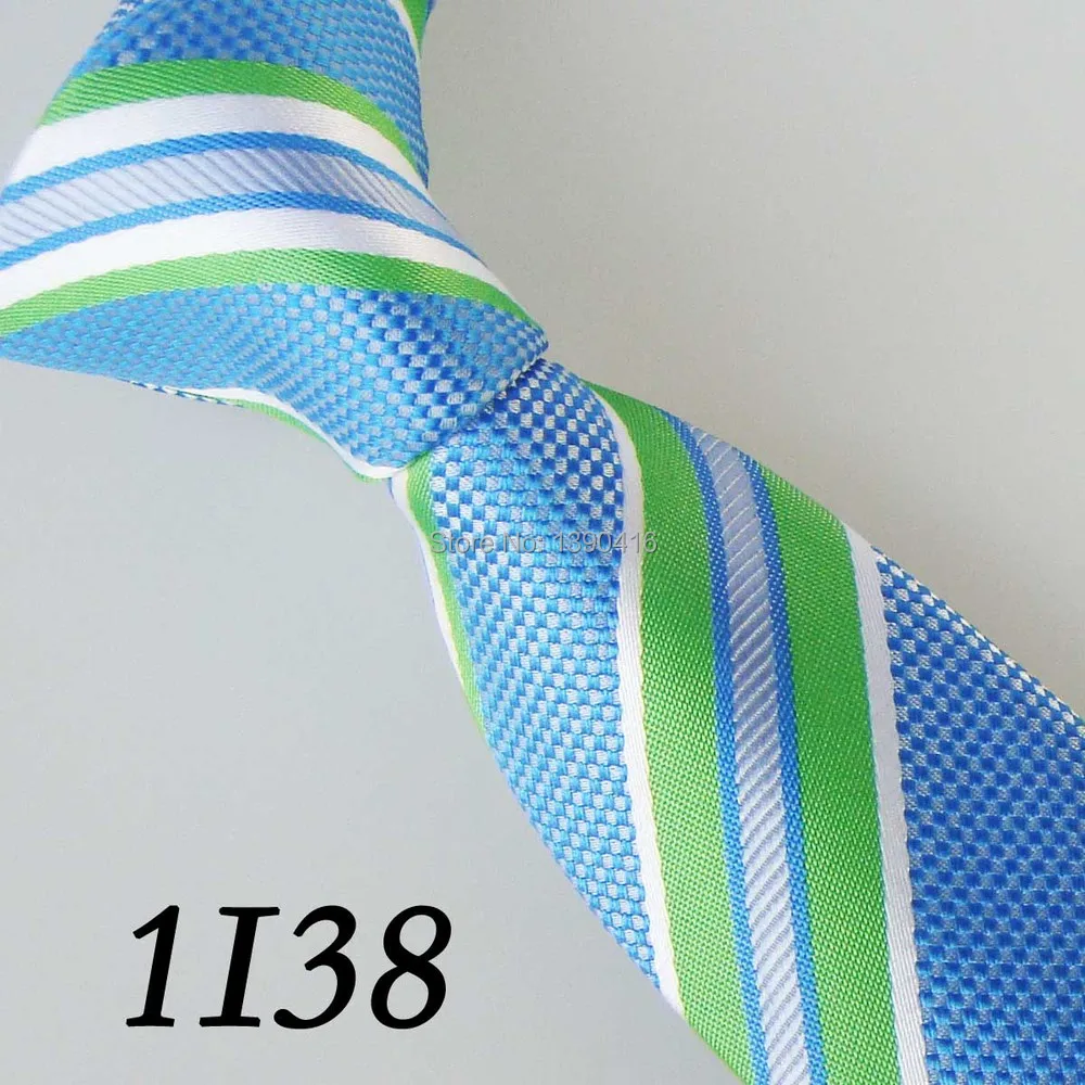 

2018 Latest Style Border Designer Ties Green/Cyan/White Striped Design Fashion&Brand Ties&Dresses&Tie For Men&Gravata Masculina