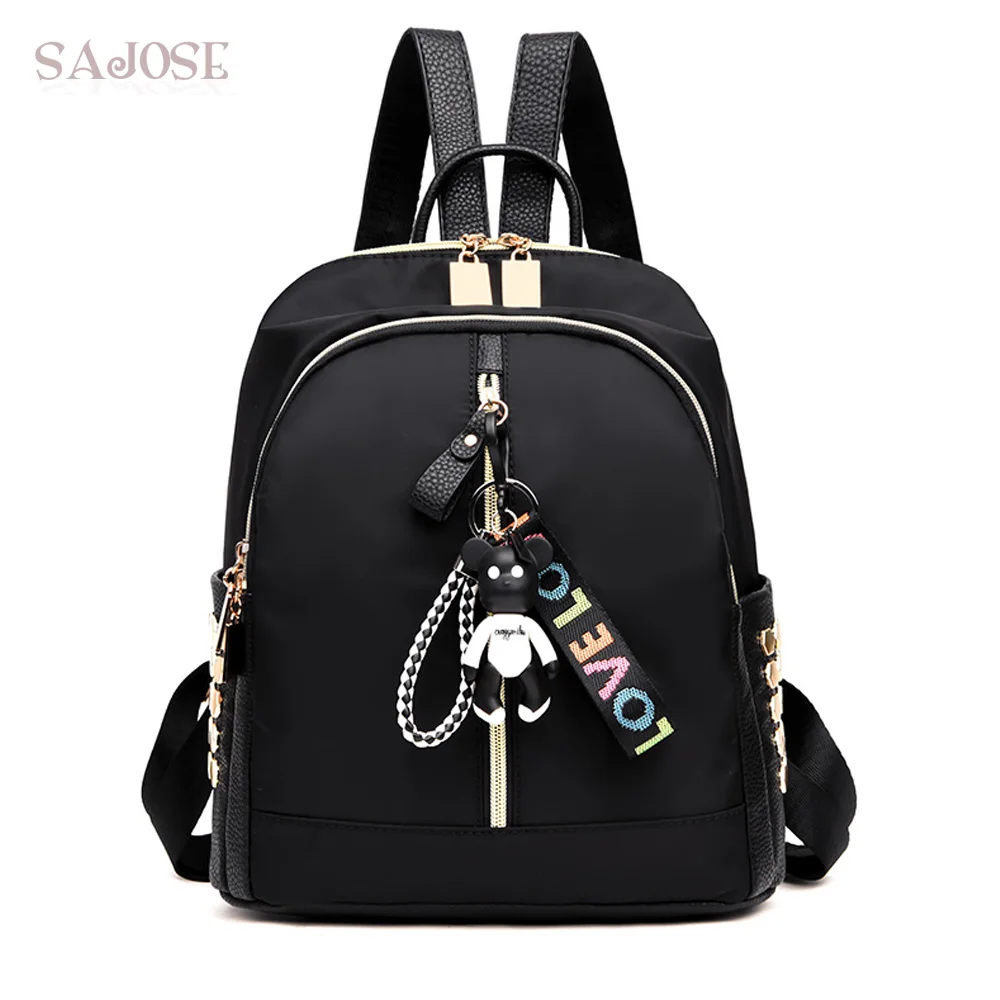 

Fashion Oxford Backpack Women Alphabet Print Bear Cubs shoulder Student Style Splicing Cartoon image Shoulder Bag DropShipping