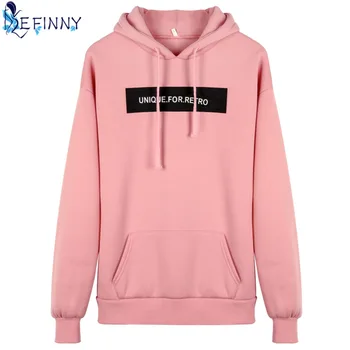 

Autumn Spring Women Letter Printed Pullover Hoodies Sweatshirts Female Front Big Pocket Hooded Sweatshirt Loose Leisure Hoody