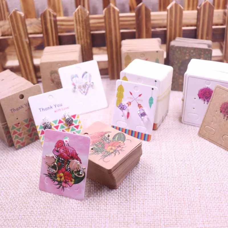 

2019 DIY 100Pcs Catch Dream Earring Stud Flower Design Vintage Eearring Card 3.5x5cm /50x40mm Display Paper Card Earring Tag