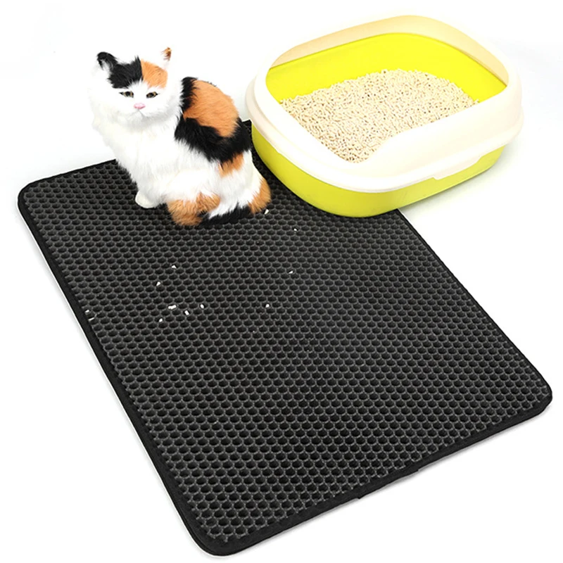

Pets Litter Mat EVA Double-Layer Cats Litter Trapper Mats with Waterproof Bottom Layer Easy Clean Nonslip Collect Sands Pet Mats