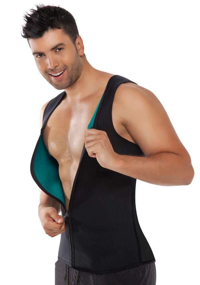 Men Waist Training Corsets Neoprene Body Shaper Zip Up Ultra Sweat Double Face font b Fitness