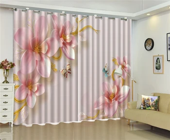 

Curtain Diagonal Delicate Flowers And Butterflies European Modern Exquisite Interior Curtains