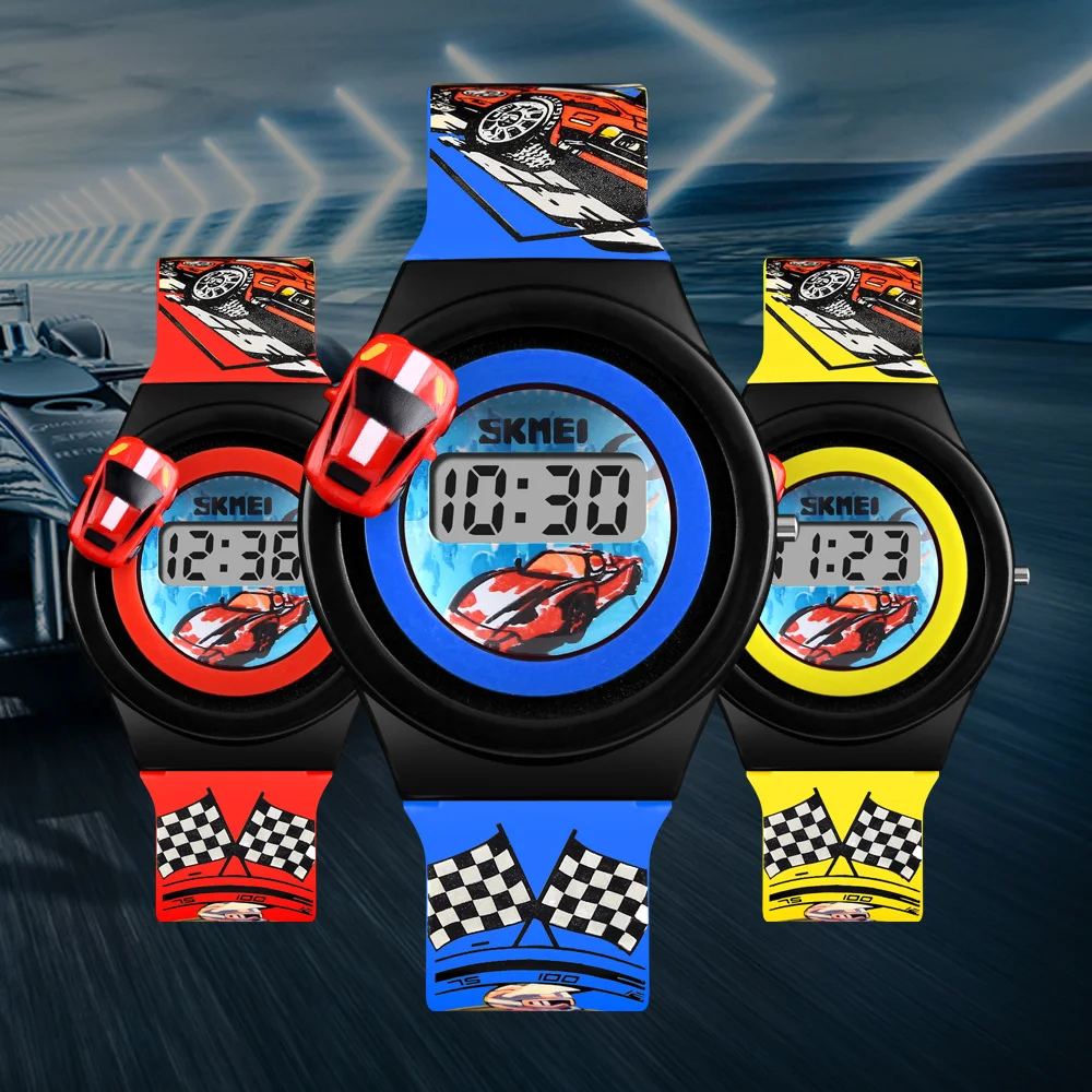 SKMEI Cartoon Car Children s Watch Fashion Digital Electronic Children Watch Creative Cartoon Student Watch Boy 4
