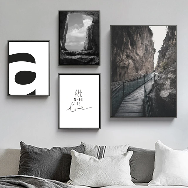 Mountain Road Window Wall Art Canvas Painting