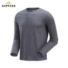 Supfire футболка мужской спорт, фитнес, тренажерный зал Футболка Генри воротник бег Рыбалка Пеший Туризм быстросохнущая длинный рукав, дышащий рубашка C027