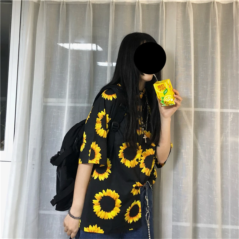 Корейская мода уличный стиль винтажная рубашка женская одежда Harajuku Kpop принт с