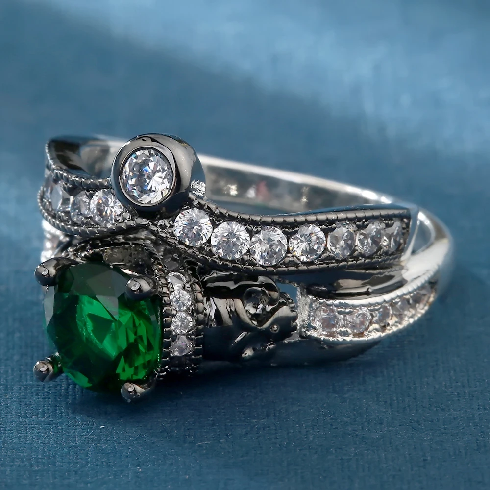 Crystal Zircon Skull Ring1