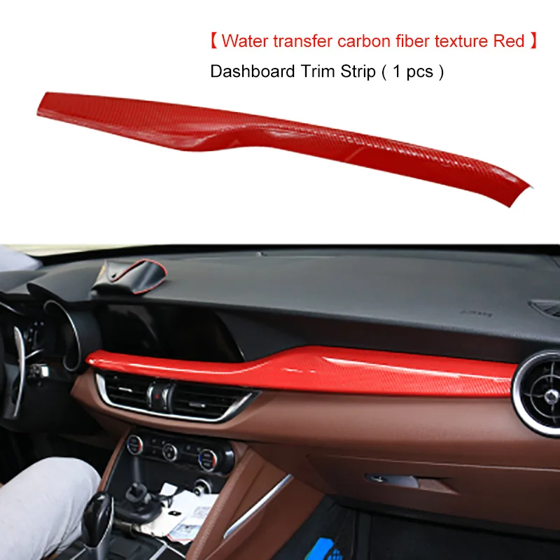 QHCP ABS углеродного волокна стиль автомобиля центральной консоли приборной панели отделка полосы стикер украшения авто аксессуары для Alfa Romeo Stelvio - Название цвета: Red