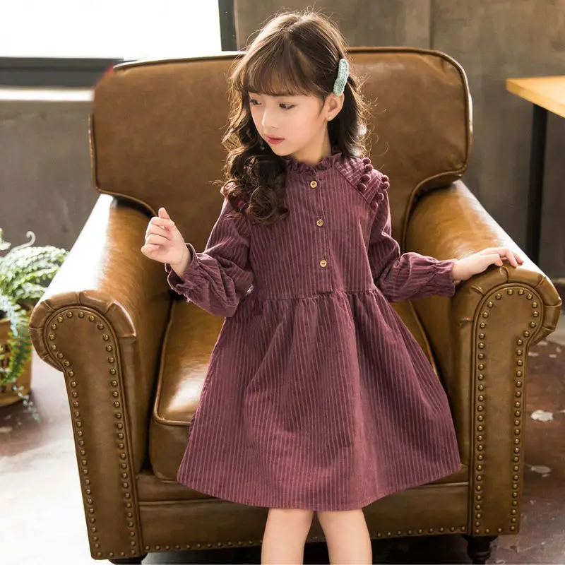 

4 5 6 7 8 10 12 Years New Children Girls Korean Spring Long Sleeve A-Line Princess Dress Clothes For Girls England Style Dresses