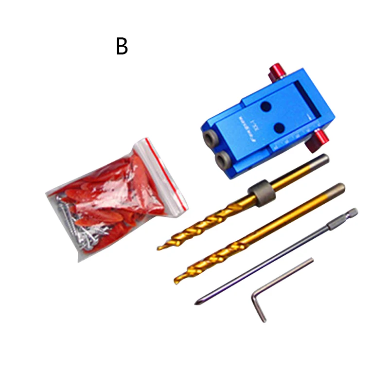 

Mini Style Pocket Hole Jig Kit System For Wood Working & Joinery + Step Drill Bit & Accessories Wood Work Tool Set