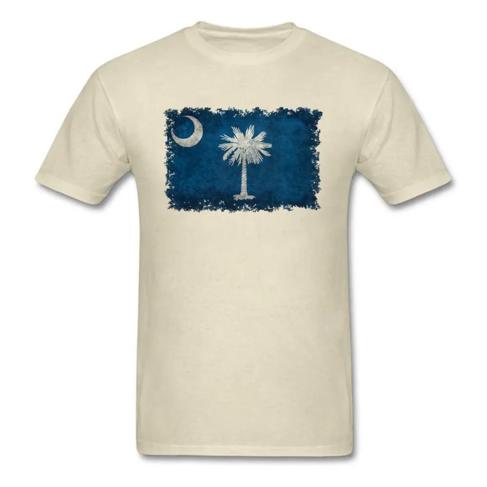  Custom Tops Shirt Funny Short Sleeve Men's T Shirts TpicOriginaltitle Cool ostern Day Tees O-Neck Top Quality Vintage South Carolina Flag beige