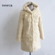 Новое высококачественное Полосатое пальто из натурального кроличьего меха с капюшоном, большие размеры, любой цвет для холодной зимы, tsr426