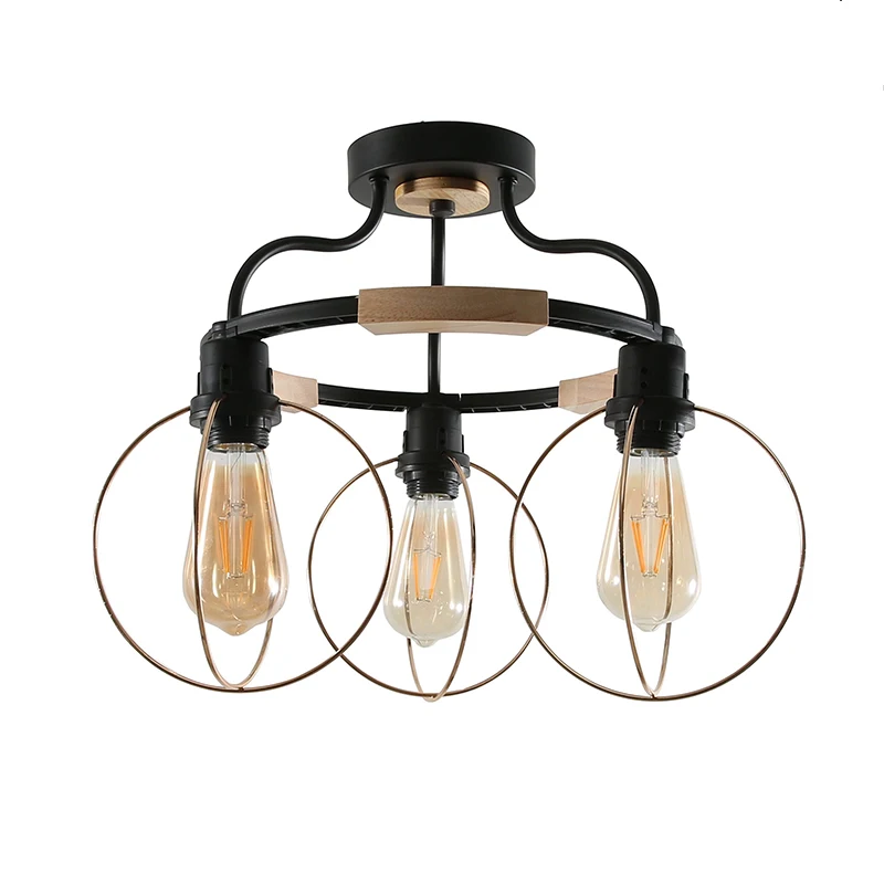 

Nordic LED Chandelier Lights With Iron Lampshade For Living Room 220V Modern Wooden Lustres LED Light Wood Chandelier Lighting