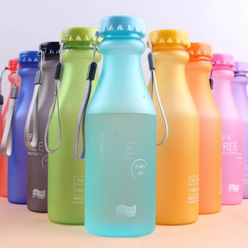 

Candy Colors Unbreakable Frosted Leak-proof Plastic kettle 550mL BPA Free Portable Water Bottle for Travel Yoga Running Camping