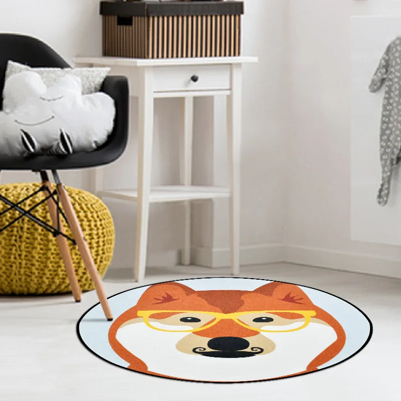 Мультфильм собака круглый ковер ручной работы спальня области ковры Нескользящие коврики Детская гостиная для ползания и игр коврики R598