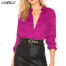 CHBBLF women flower blouse long sleeve turn down collar shirt female fashion stylish tops blusas DFD8862
