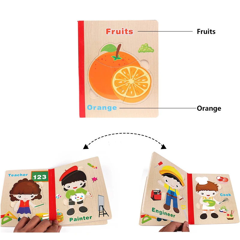 Montessori Toys Educational Wooden Toys for Children Early Learning 3D Cartoon Puzzles Six Pages Intelligence Teaching Aids Montessori Toys Educational Wooden Toys for Children Early Learning 3D Cartoon Puzzles Six Pages Intelligence Teaching Aids