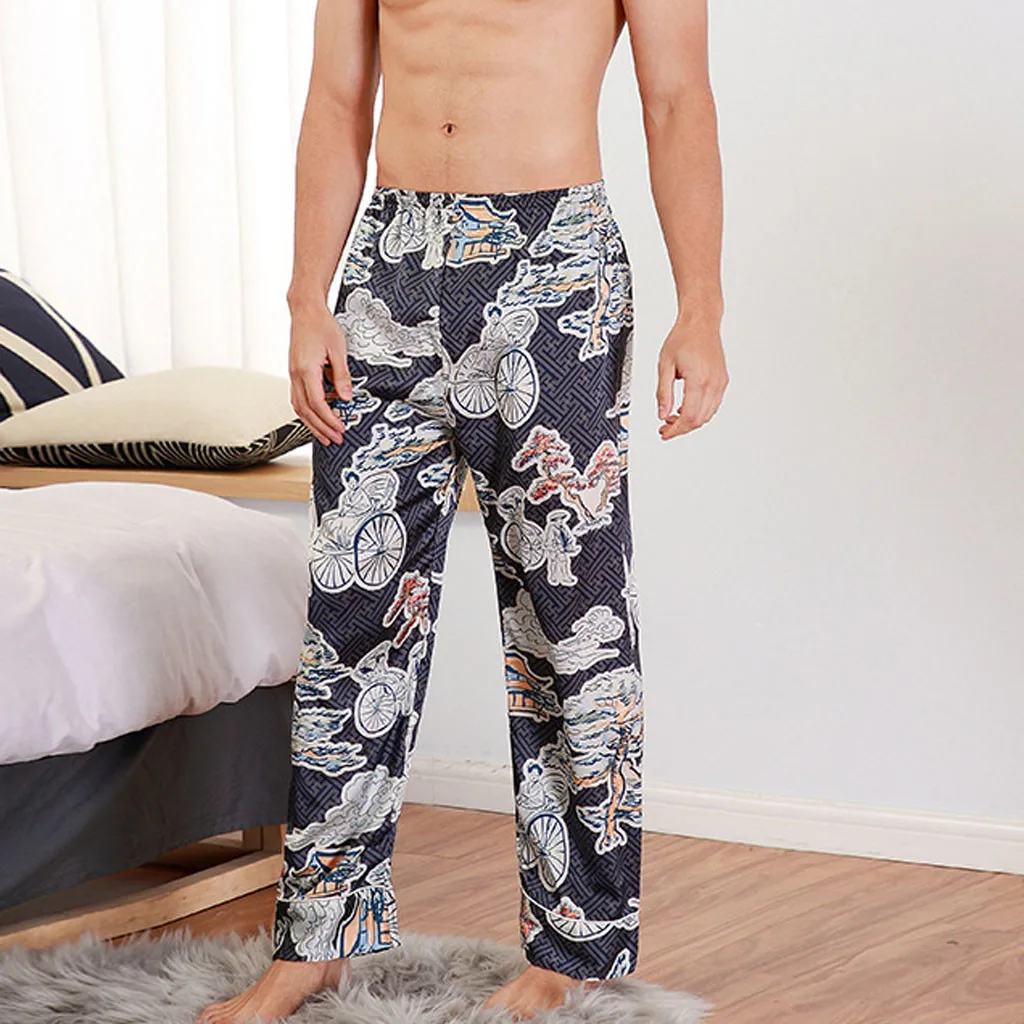 Doudoulu Для мужчин моделирование шелк пижама с длинными пижамные штаны Пижамные шорты для Для мужчин Pijama Hombre# LC30