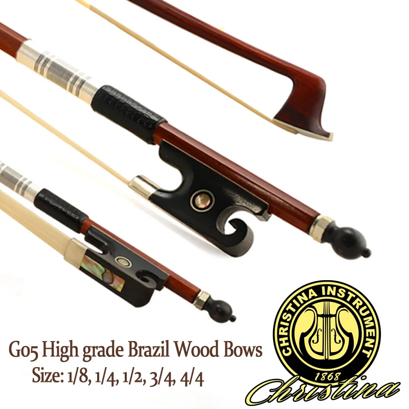 

Christina high quality G05 Violin bow 4/4 3/4 1/2 1/4 advanced Brazil wood bows Pure white horse hair violin accessories