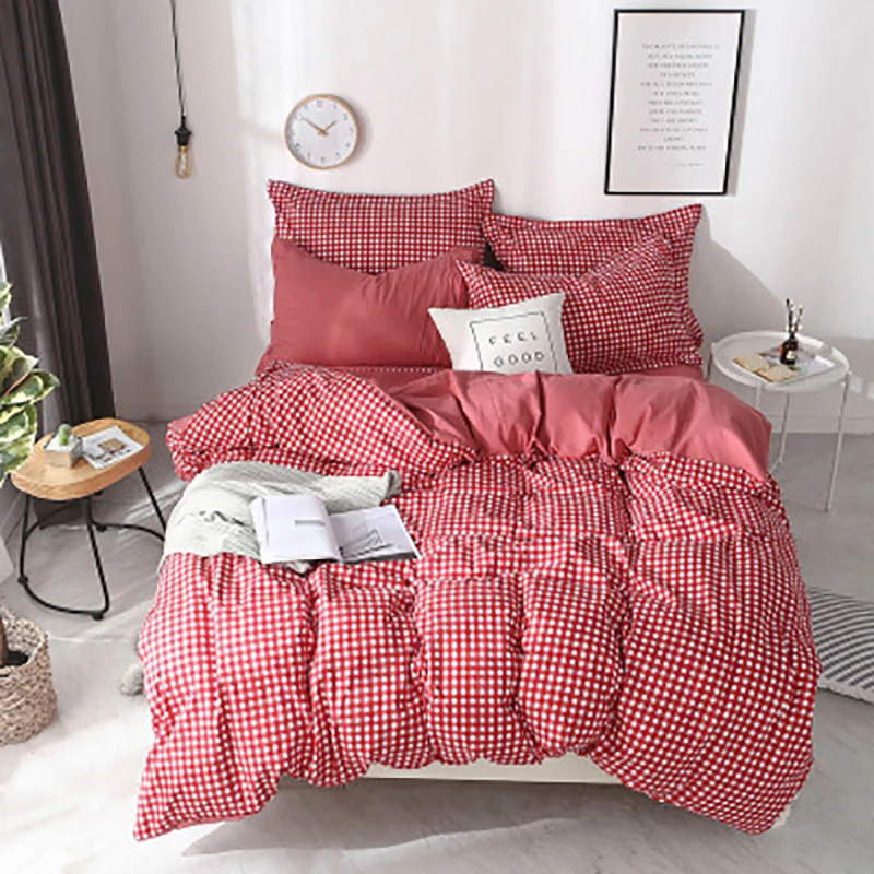 

2019 new non-printed cotton bedding theme autumn and winter thick plaid four-piece single bed single