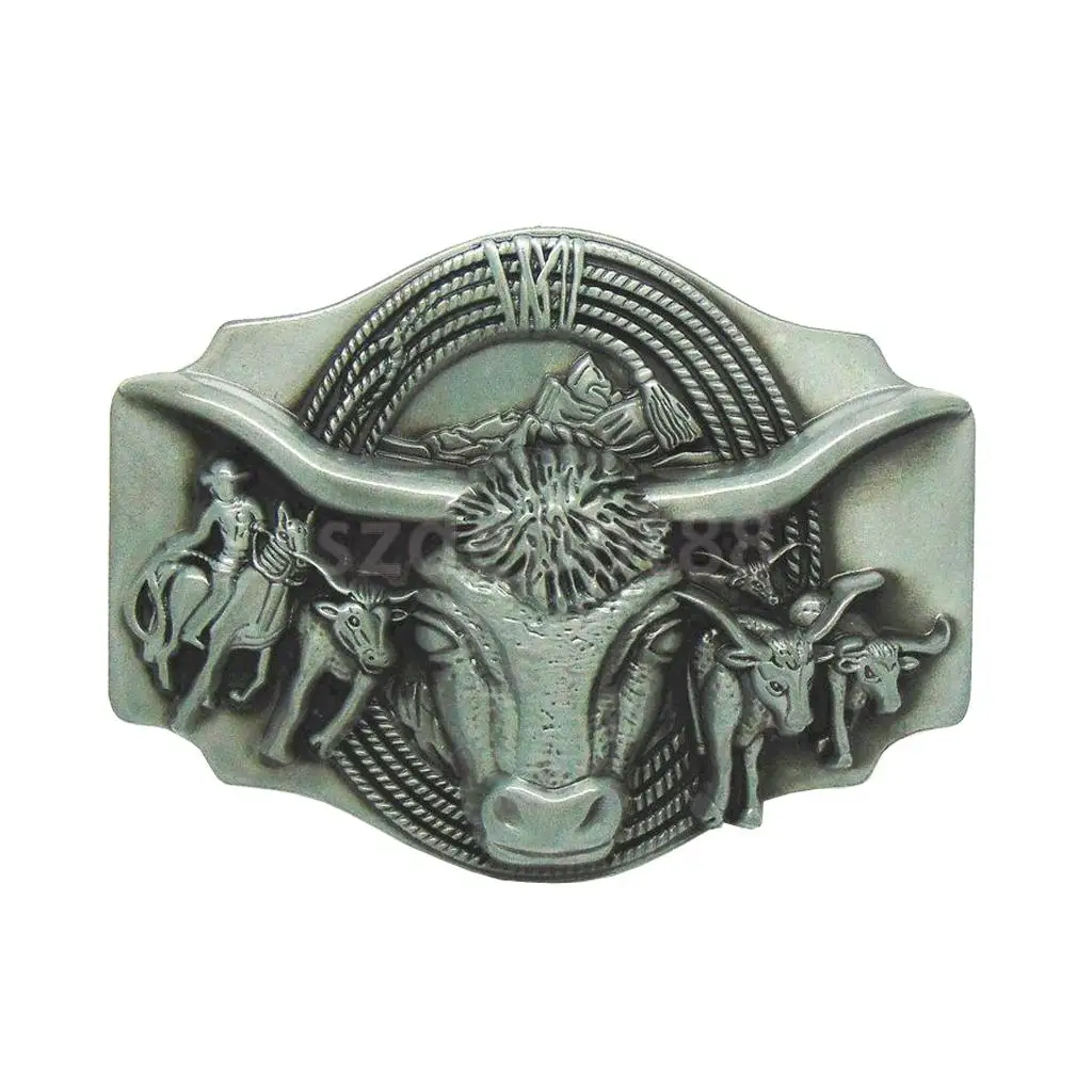 Старинный ремень Longhorn Matador Bull Bullfight с пряжкой, винтажный ковбойский серебряный ремень