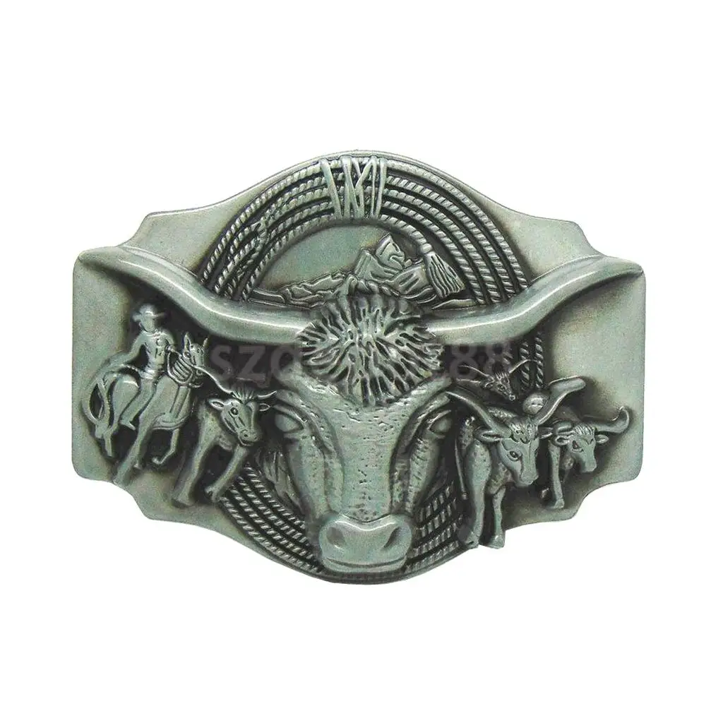 Antique Longhorn Matador Bull Bullfight Belt Buckle Vintage Western Cowboy Silver