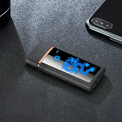 black p Usb зарядка Электронная Зажигалка Ветрозащитная тонкая мужская индивидуальная Женская электрическая нагревательная цветная сигарета зажигалка - Цвет: black p