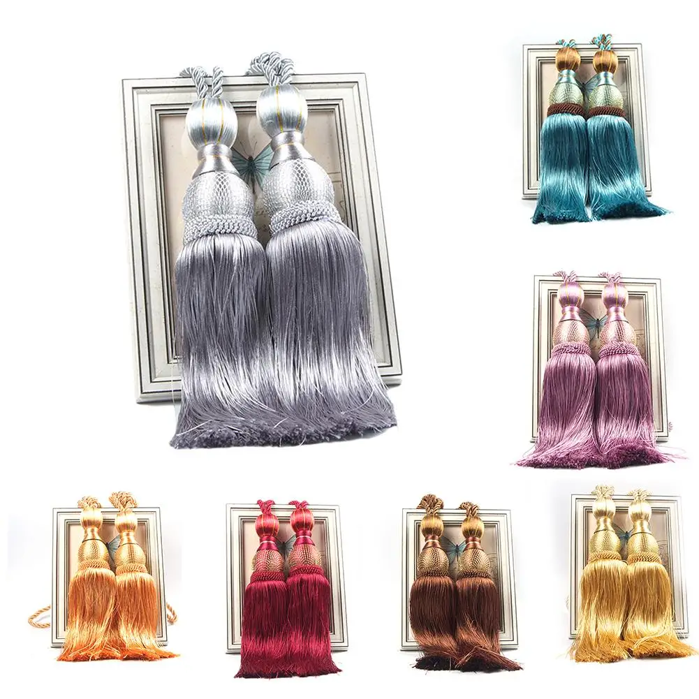 

Solid Color 1 Pair Tassel Curtain Tieback Accessories Curtains Hanging Ball Buckle Curtain Binding Rope For Window Curtain Decor