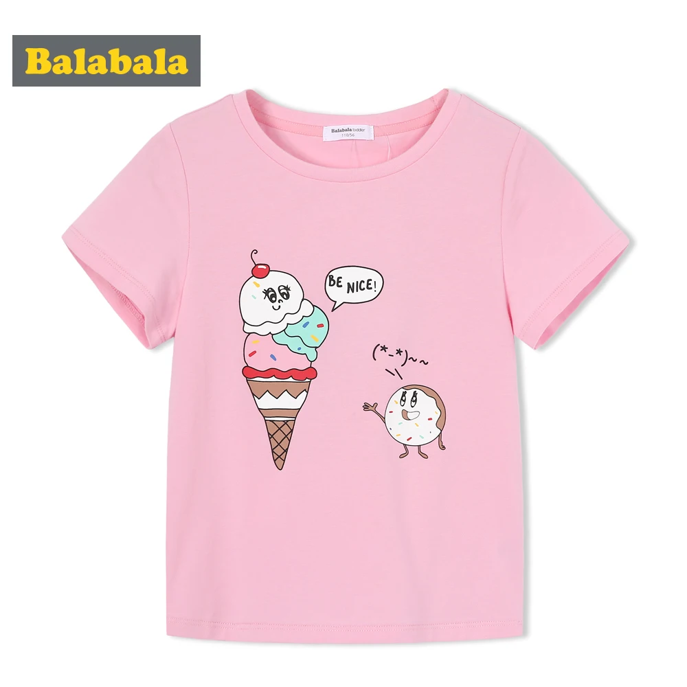 Balabala/2018 г. летняя детская одежда футболка для девочек Милая enfant модная с
