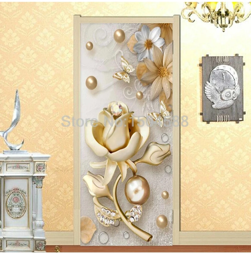 Estilo europeu Golden Jewelry Flores Porta Adesivo,