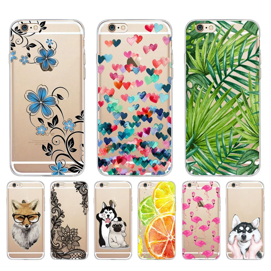 Мягкие чехлы из ТПУ для Apple iPhone 6 s силиконовые Милые телефонов IPhone S прозрачные