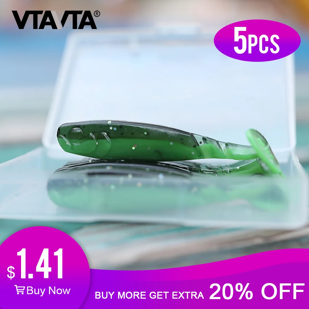 

VTAVTA 5pcs/Box Silicone Fishing Lures Soft Bait 6cm 2.5g T-Tail Worm Wobblers For Fishing Tackle Soft Lure Shad Jig Swimbiat