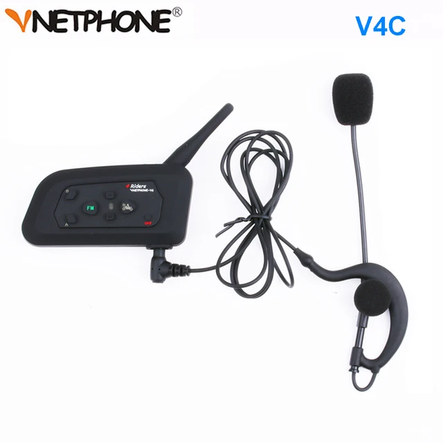 Vnetphone V4C Full Duplex 1200M Football Referee Soccer Earhook Bluetooth Intercom Monaural Earphone Headset Headphone with FM