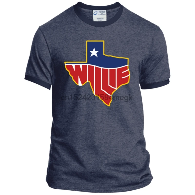 Willie Nelson Texas Map Logo Country Music - PC54R Port & Co. Ringer Tee Willie Nelson Texas Map Logo Country Music - PC54R Port & Co. Ringer Tee