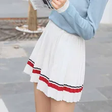 Новые женские мини юбки Harajuku милые полосатые юбки плиссированные юбки с высокой талией для школьниц женские офисные юбки#712