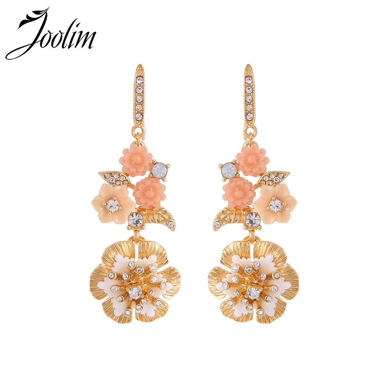 Joolim Pink Flower Drop Earring Romantic Earring Korean Earringin Drop Earrings from Jewelry