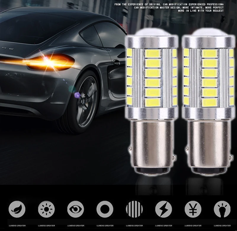 2pcs High Power 5630SMD 33 Led BA15S P21W 1156 Auto Car LED Bulbs RV Camper Trailer Interior Light Bulbs Turn Signal Light Red White (6-1)