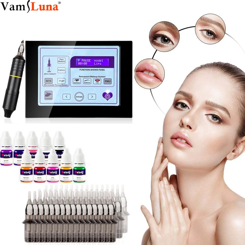

Eyebrow Tattoo Machine Kit for Permanent Make Up Eyebrows Lip Microblading Makeup DIY Kit With 20pcs Tattoo Needle