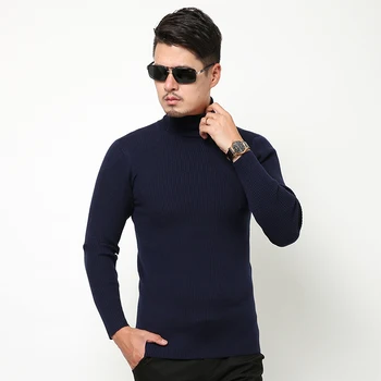 

2015 Latest style autumn and winter men casual solid color warm sweater turtleneck thicken sweater