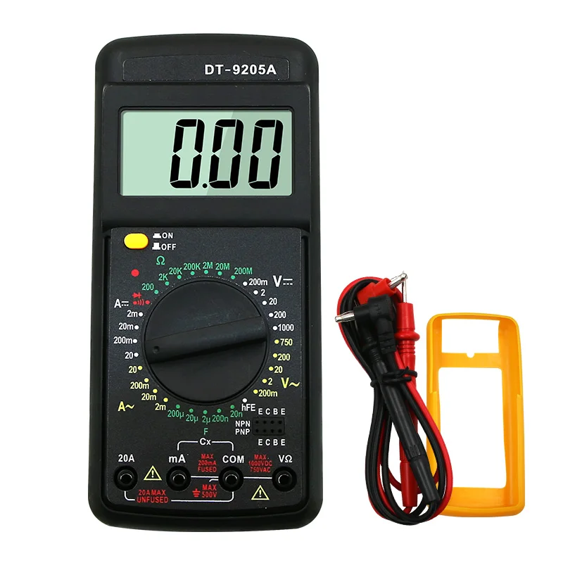 

DT9205A Digital AC DC LCD Display Electric Handheld Ammeter Resistance Capacitance Tester Meter Digital Multimeter Ammeter