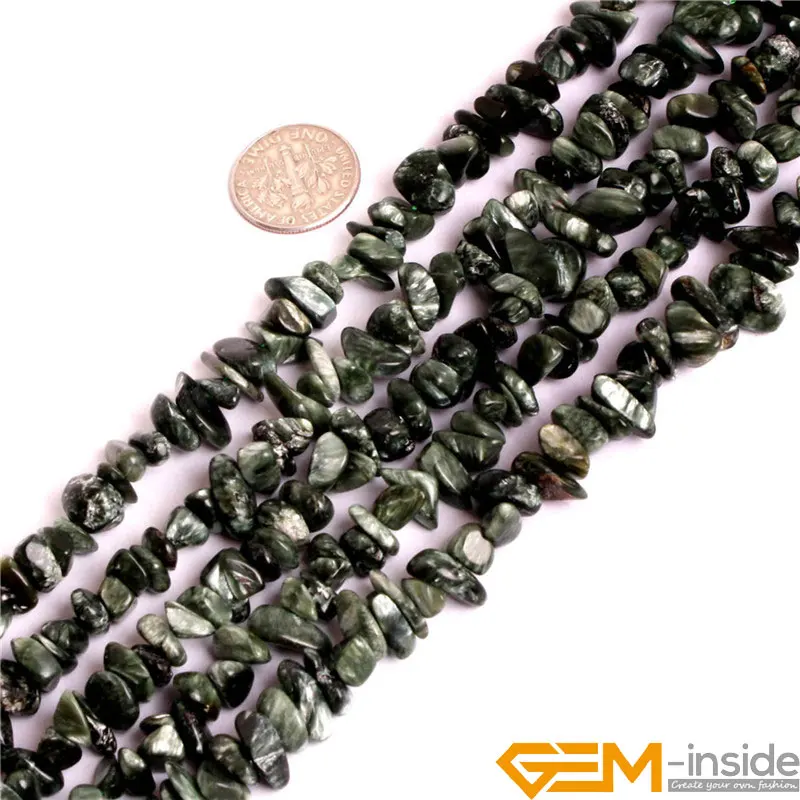 

4X7-7X11mm Baroque Chips Beads Natural Stone Beads Green Seraphinite Clinochlore beads for Jewelry Making Strand 15 Inch