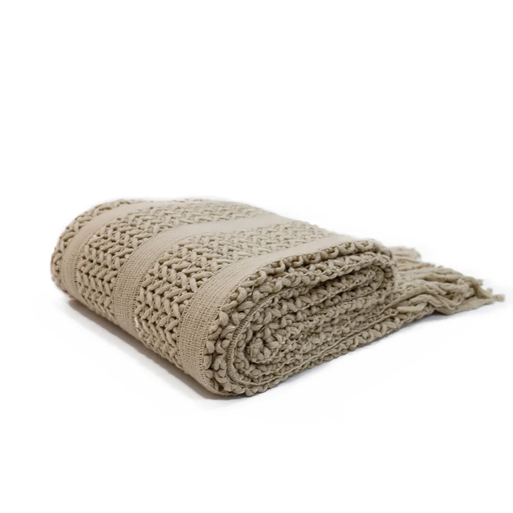 Battilo однотонное вязаное Сетчатое одеяло с кисточками, супер мягкое теплое разноцветное одеяло для дивана - Цвет: Khaki