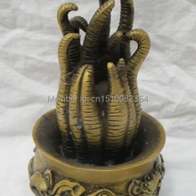Китайский Фэншуй Бронзовая ручная резьба рыба chocho chayote горшок с сокровищами ручка статуя