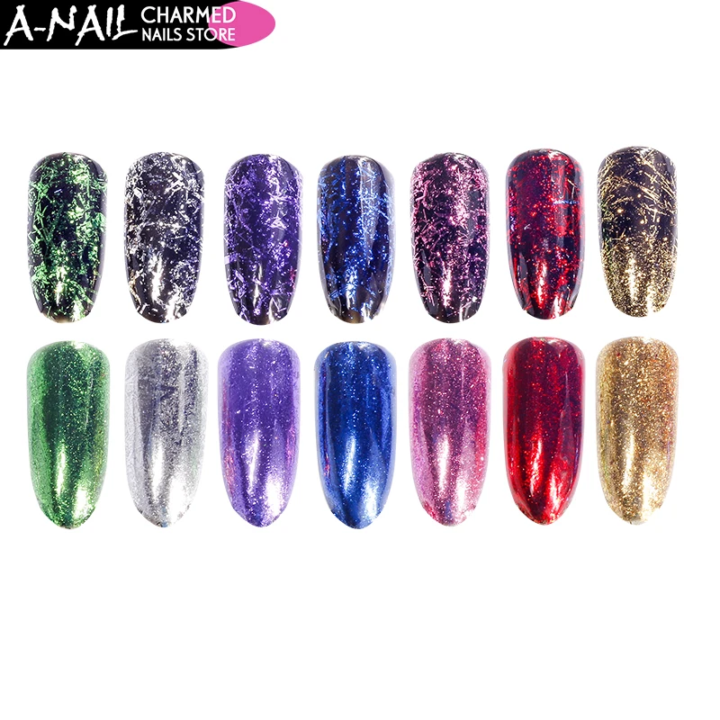 

A-Nail 7jars/set Gold Silver Nail StripWire Mirror Metal Line Irregular Sequin Glitter Flakies UV Gel 3D Nail Decoration Tools