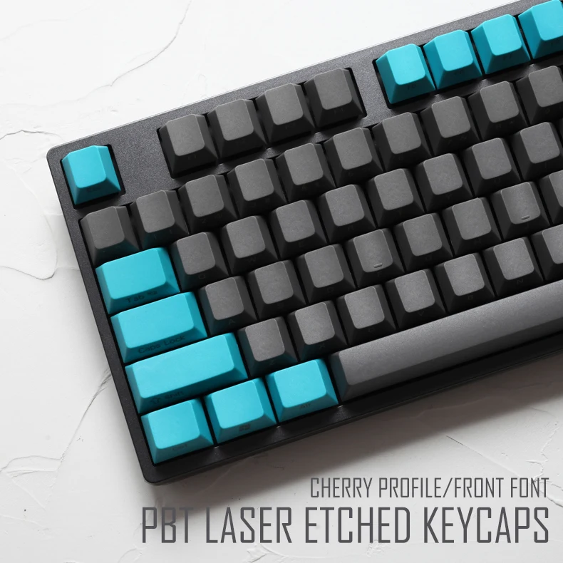 

pbt Front Printed PBT Keycaps cherry profile Laser Etched Front Printed Legends cyan green grey 87 104 tkl ansi poker gh60