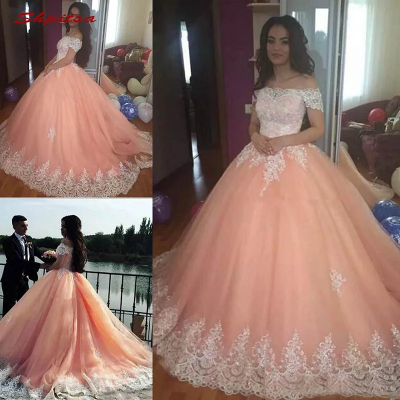 Lace Quinceanera Dresses Ball Gown Off Shoulder Tulle Prom Debutante Sixteen 15 Sweet 16 Dress