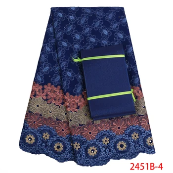 

Swiss Voile Lace in Switzerland with Headtie Aso Oke Cotton Lace Fabric High Quality African Dry Lace for Party Dress APW2451B-1